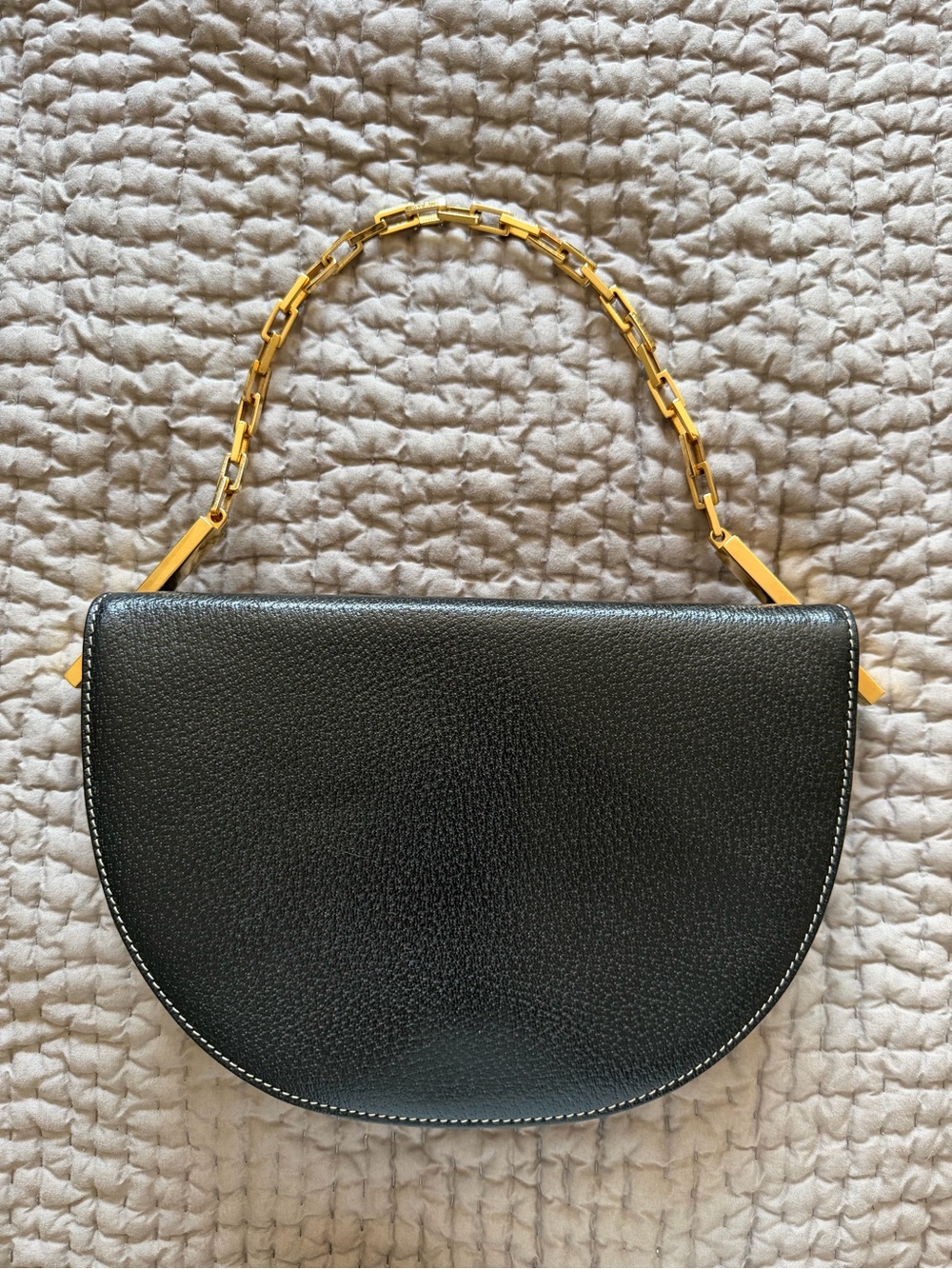 Fendi Black Half-Moon Shoulder Bag with Gold Chain Handle